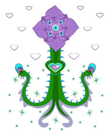 Violet rose with blue eyes on a budのイラスト素材
