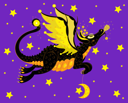 The black dragon transfers the moonのイラスト素材