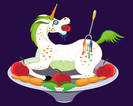 White unicorn main foodのイラスト素材