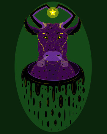 Purple bull demon comes out of the portalのイラスト素材