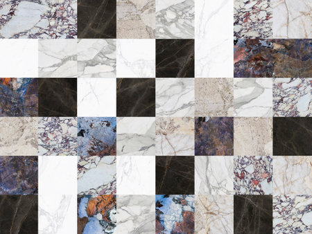 Beautiful patchwork mixed of several natural marbles.の写真素材