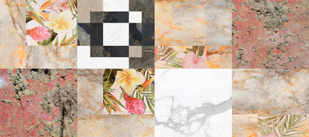 Patchwork natural stones pattern with paisley and modern style. Pattern for textile and home decoration.の写真素材