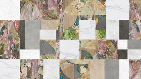Patchwork natural stones pattern with paisley and modern style. Pattern for textile and home decoration.の写真素材
