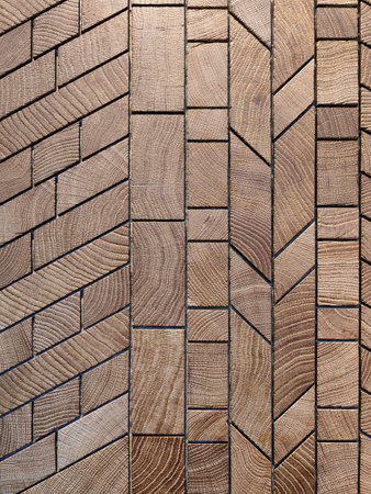 Bright modern abstract background made by mixed of wood, stone and textile. Empty showcase for makeup and cosmetics product commercial. Podium for new package demonstration and advertisement.の写真素材