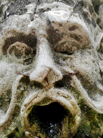 Water fountain detail of man face expression classical style.の写真素材
