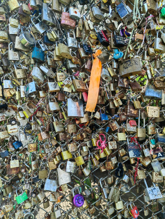 Lockers at Bridge Arts symbolize love for ever, December 1, 2012 in Paris.