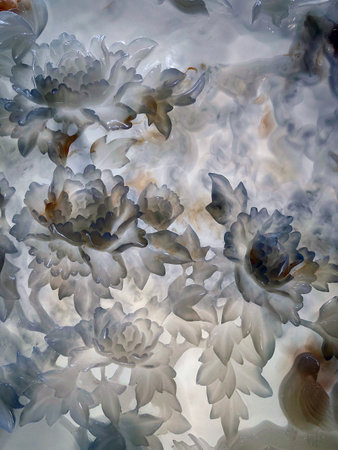 Close up of a giant jade marble art sculpture used for the wall.の写真素材