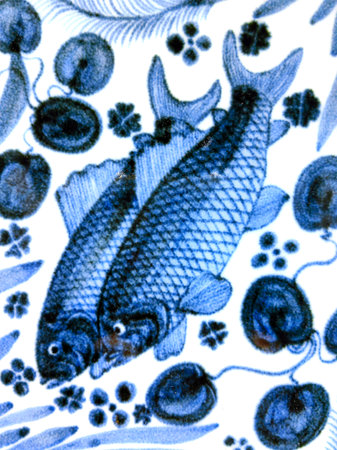 Blue Iron-red Lidded Jar Gold Flower kiln.の写真素材