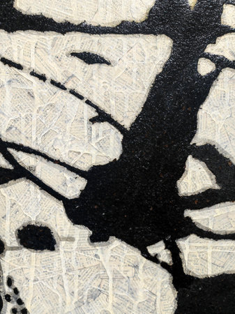 Abstract black and white oil painting texture, close-up view. Modern art concept