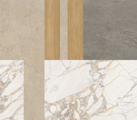 Creative patchwork pattern stone ceramic wallpaper design. White marble. Creative patchwork pattern stone ceramic wallpaper design for floor or wall decoration.の写真素材