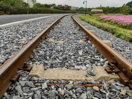 Close up of railway tracks.の写真素材