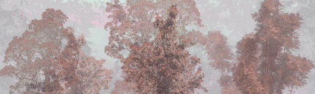 Handmade design pattern of a forest with tree and sky sunset, ideal for wallpaper home decoration or...
