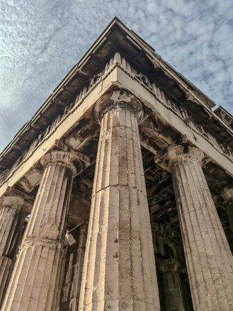 Ancient archaeological site in Athens, Greece. Old city life style temples.