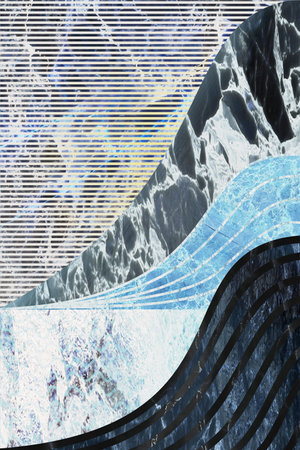 Modern marble mosaic, abstract geometry, art deco wallpaper, artificial stone texture, geometrical...
