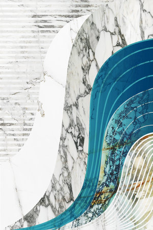 Modern marble mosaic, abstract geometry, art deco wallpaper, artificial stone texture, geometrical fashion marbling illustration.の写真素材