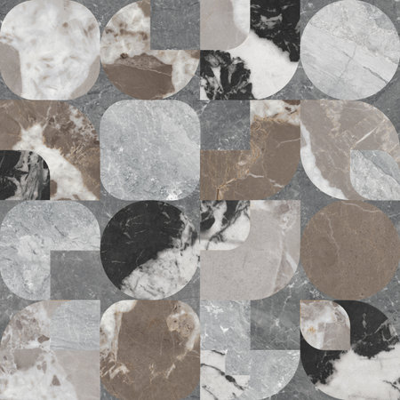 Modern marble mosaic, abstract background, art deco wallpaper, stone texture, purple gold marbled tile, geometrical fashion marbling illustrationの写真素材