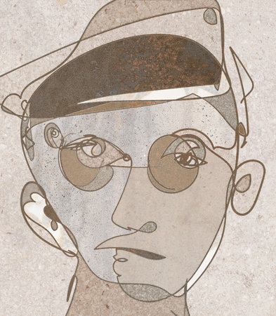 Abstract painting portrait face on canvas. Modern Impressionism or modernism.の写真素材