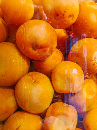 Dried fruits in the clay pots. Traditional Armenian dried apricots figs peaches in the marketplace