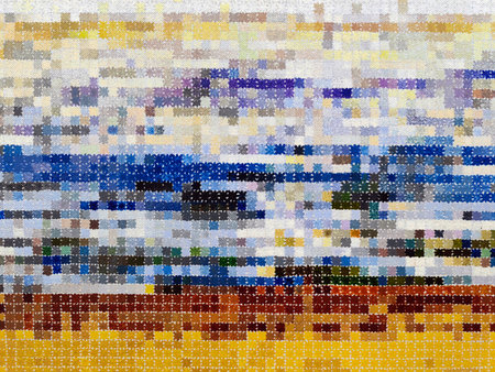 Close up of an artistic painted handmade with mosaic style pattern for digital use. Wall tile wallpaperの写真素材