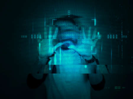 trapped in a digital world conceptの写真素材