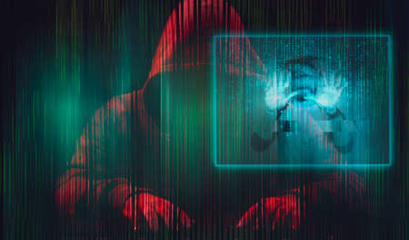 Cyber Security concept  dark web hooded hacker