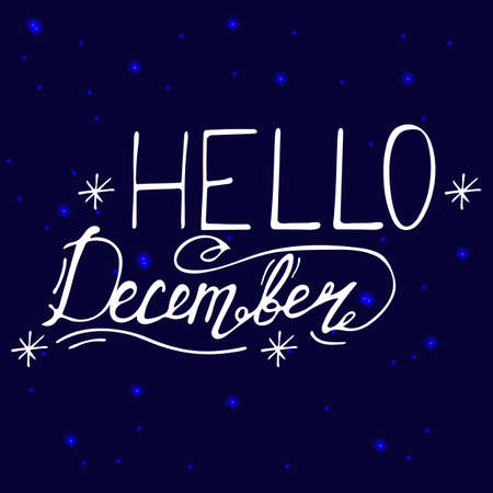 Hand drawn lettering phrase Hello December. Vector illustration.のイラスト素材