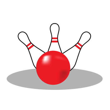 Bowling pins and ball. Simple colorful icon bowling skittles with ball. Isolated on a white background. Vector illustration.のイラスト素材