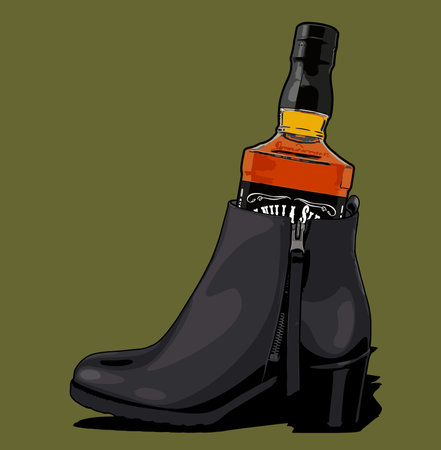 boots and bottle vector templateのイラスト素材