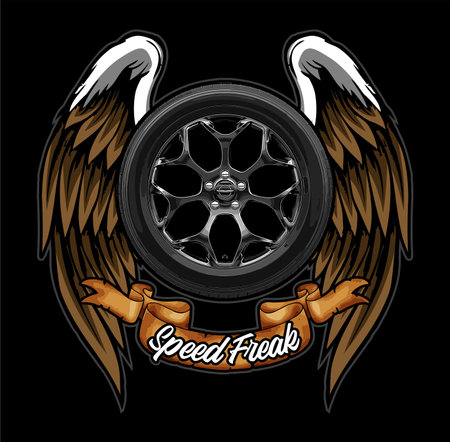 car wheel with wings vector template for design needsのイラスト素材