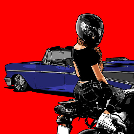 ladies biker vector template for graphic design needsのイラスト素材