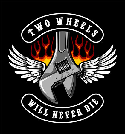 winged wrench on fire vector artのイラスト素材