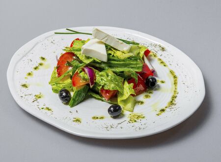 Greek Salad With Feta Cheese And Black Olivesの写真素材