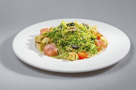 Salmon Salad In A White Plateの写真素材