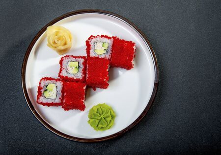 California Rolls With Ginger And Wasabiの写真素材