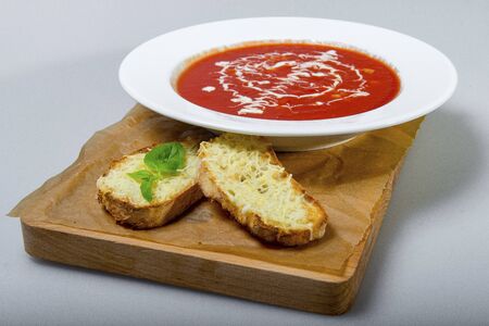 Russian Beet Soup Borsch With A Target Made Of Sour Creamの写真素材