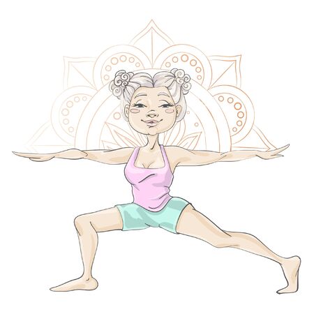 Female yoga. Vector illustration of beautiful cartoon woman.のイラスト素材