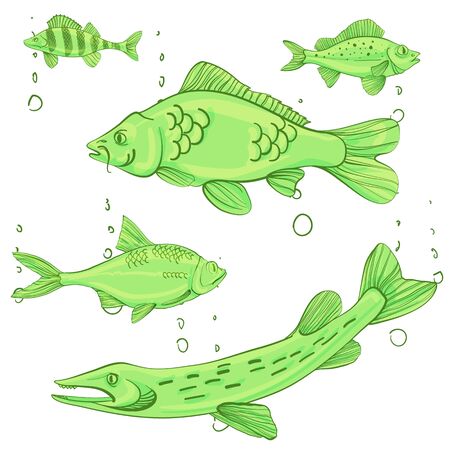 Fishing illustration Vectorのイラスト素材