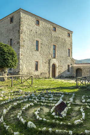 The castle of the ghost village of Antuni. The so-called Castello del Drago is an abandoned fortress close to the small town of Castel di Tora near Rieti, Lazio, Italy.のeditorial素材