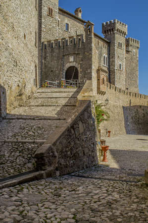 The castle of the historic village of Collalto Sabino. The so-called Castello Soderini is a medieval fortress near Rieti, Lazio, Italy.のeditorial素材