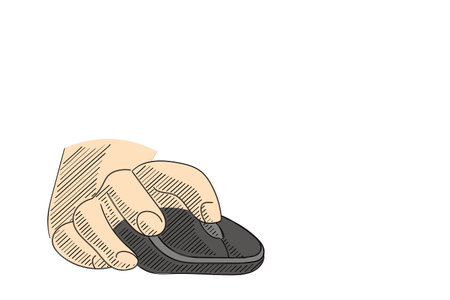 Man using his hand to control mouse computer design illusratrationのイラスト素材