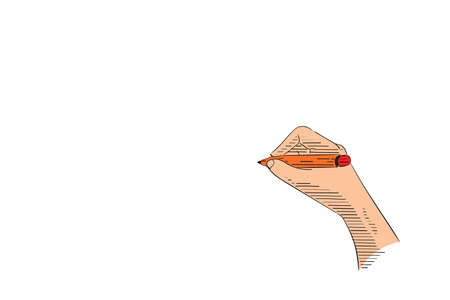 hand drawn of a hand holding pen sketch design illustrationのイラスト素材