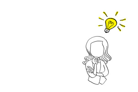 Eureka moment. Woman got brilliant idea. Cartoon vector illustration designのイラスト素材