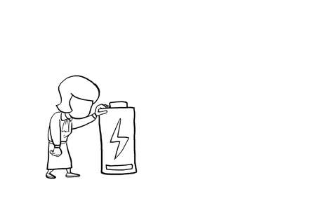 Tired businesswoman dont have energy to work anymore. Concept of overworked. Cartoon vector illustration designのイラスト素材