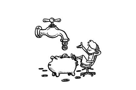 Laid back business woman living financial freedom live. Caricature vector illustration designのイラスト素材