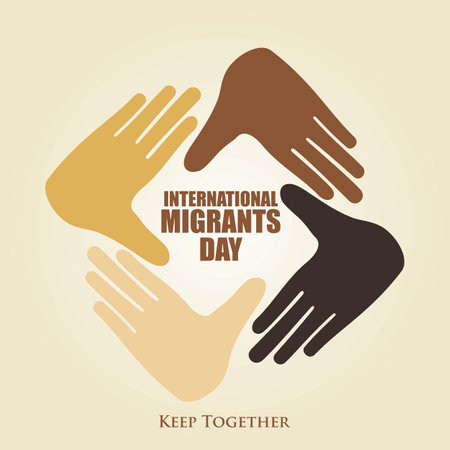 International Migrants Day Template Vector, for Poster and Quotesのイラスト素材