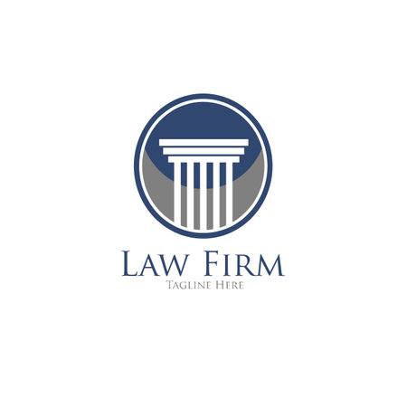 Law firm line trend logo icon vector design. Universal legal, lawyer, scales sword column idea creative premium symbol.のイラスト素材