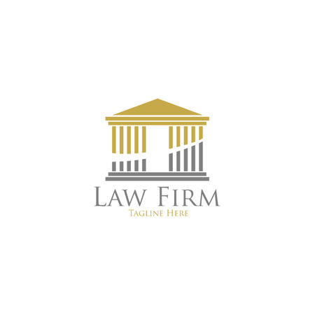Law office logo set with scales of justice, illustrations. Act, principle, legal icon designのイラスト素材