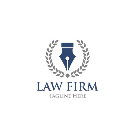 Lawyer Attorney Legal Law firm Logo design vector template Negative space. Circle shape Judge Logotype concept icon.のイラスト素材