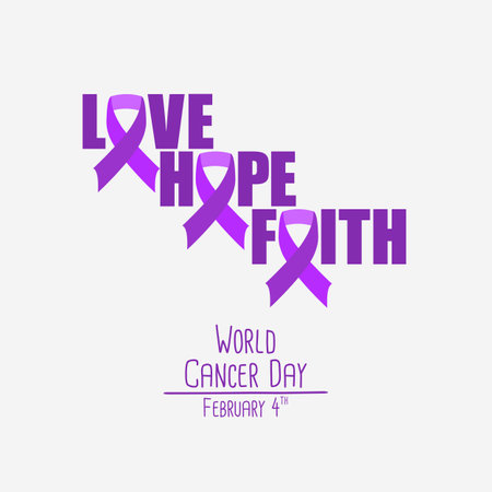 World Cancer Day 4 February Poster Or Banner Background. Illustration Design Templateのイラスト素材