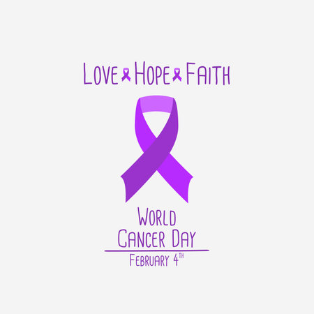world cancer day label flat design vector illustrationのイラスト素材